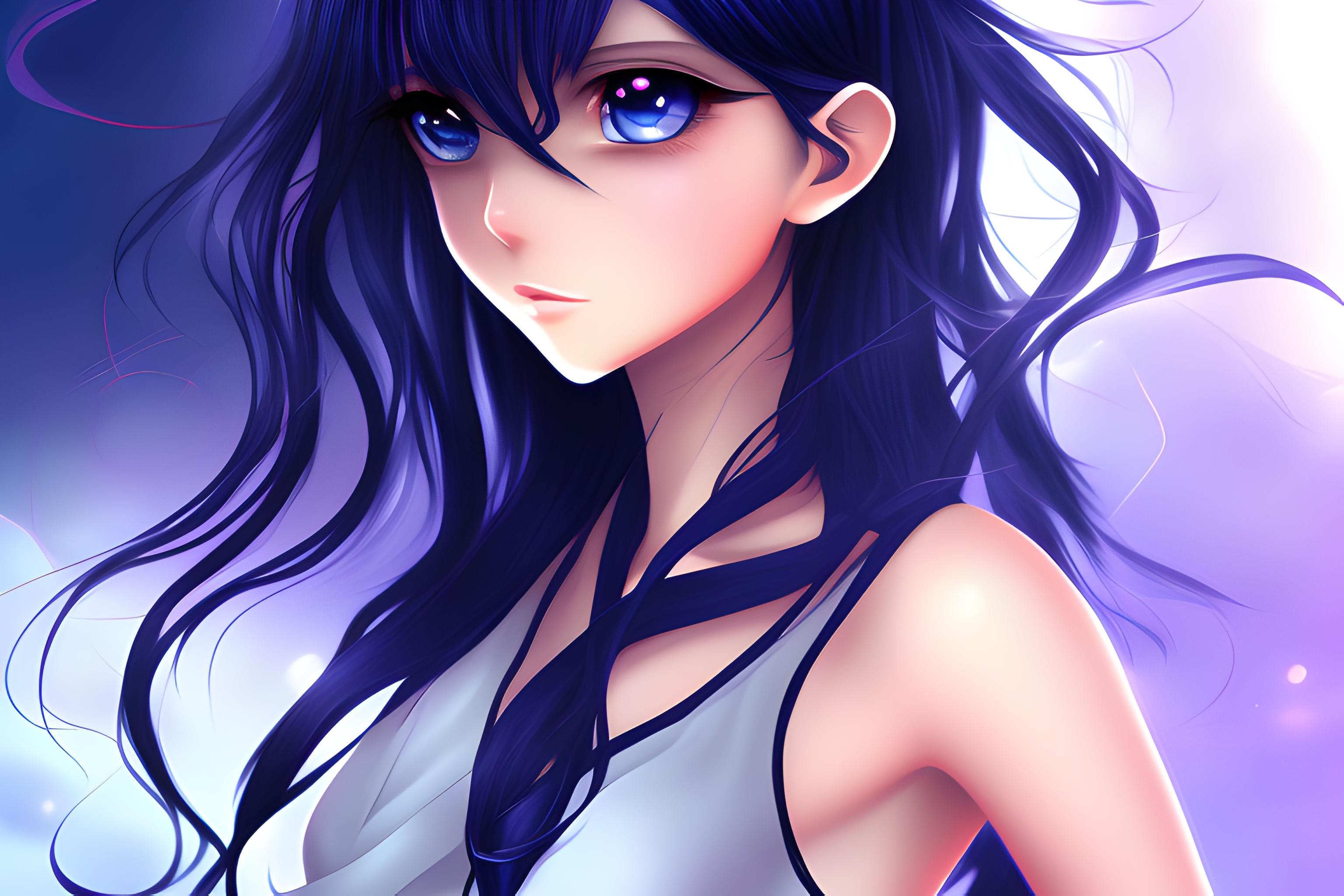 Beautiful Anime Girls Black Hair Blue Eyes Niji Wallpapersai 6383